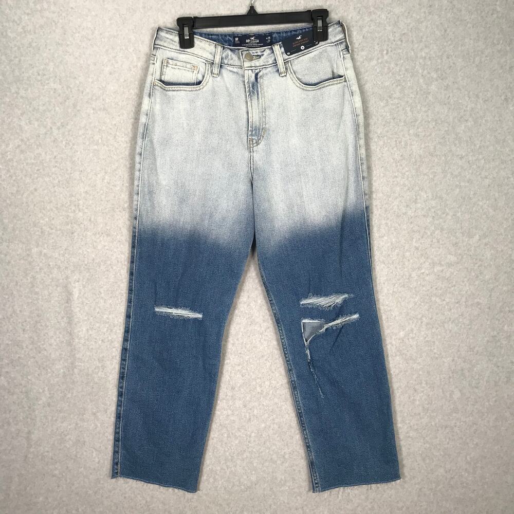 Hollister Jeans Sz 9 Vintage Straight Ombre Dip Dye Bleached Baggy Grunge‎ Holes